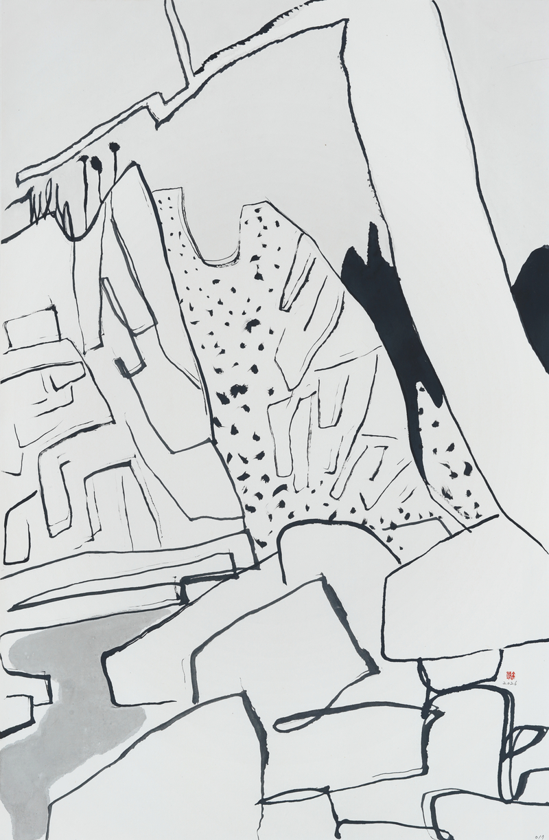 장병언, structure landscape 017, ink_on_paper, painting, 2026